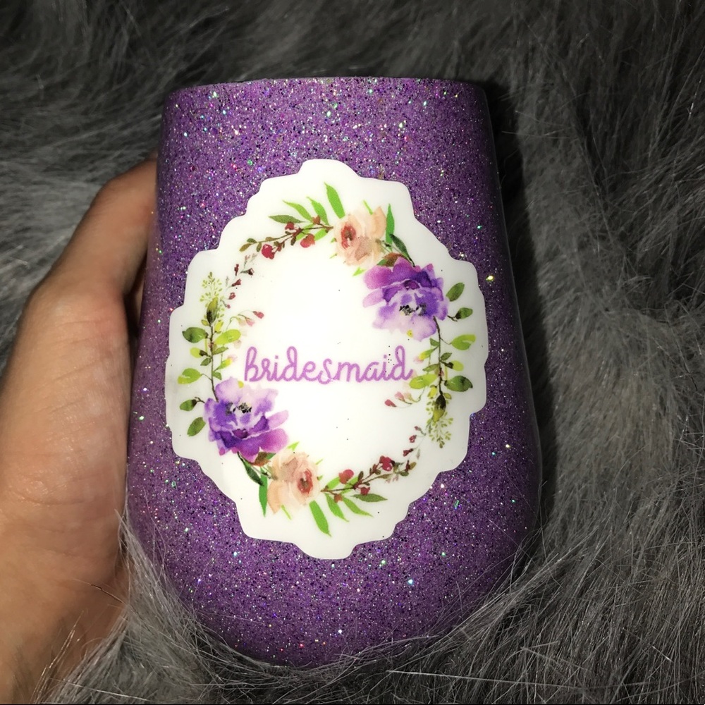 Bridesmaid glitter wine glass